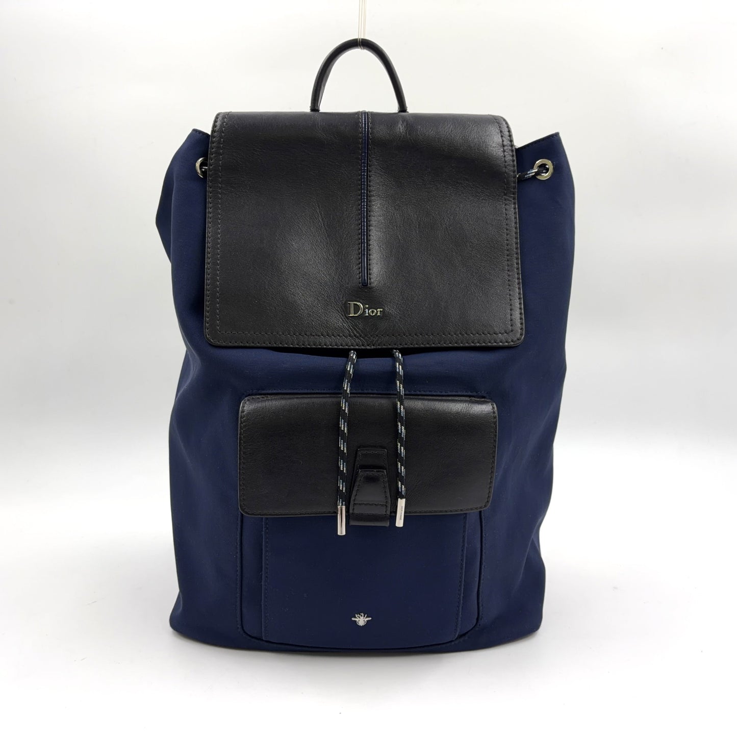 DIOR Bee Motion Backpack Navy Nylon Black Leather