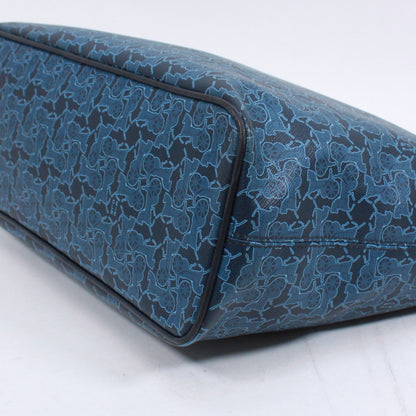 CELINE Carriage Pattern Tote Bleu Cuir