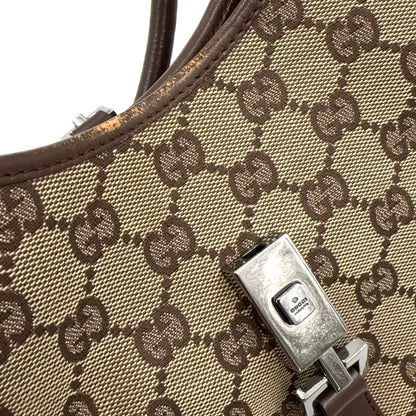 GUCCI Jackie Bag Canvas Beige Marron