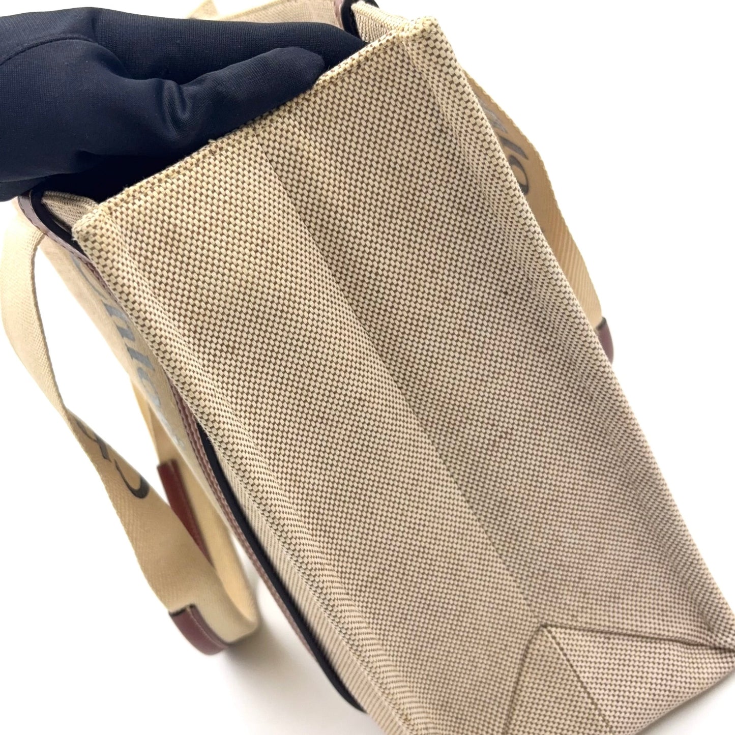 Chloé Woody Medium Tote Bag Canvas Beige