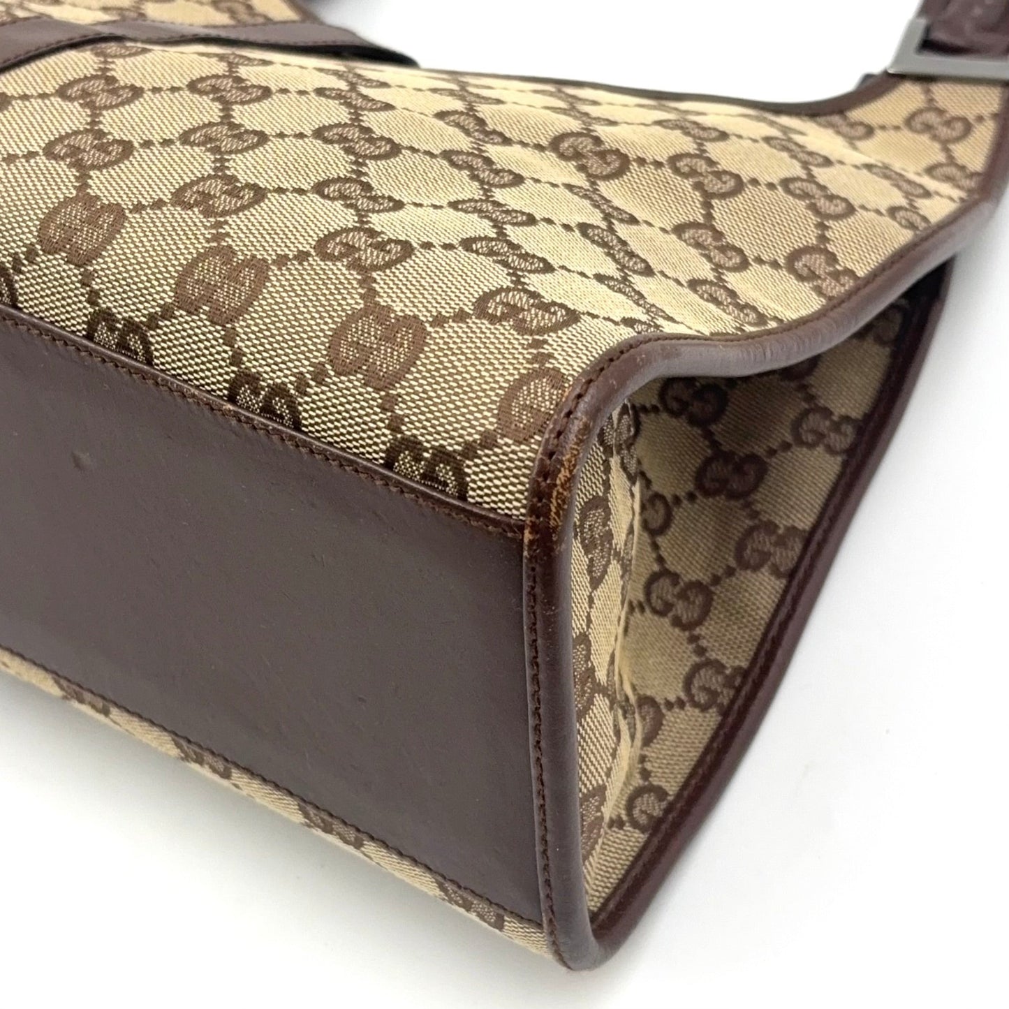GUCCI Jackie Bag Canvas Beige Marron