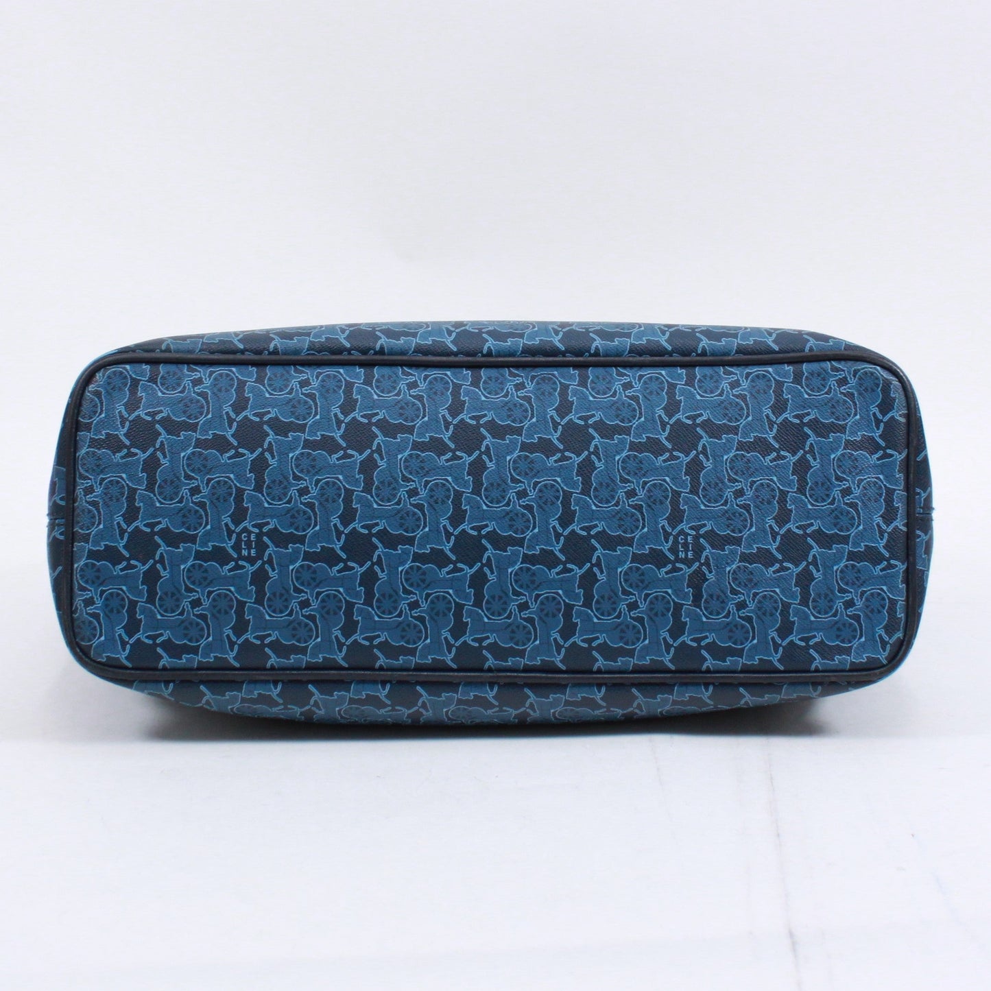 CELINE Carriage Pattern Tote Bleu Cuir