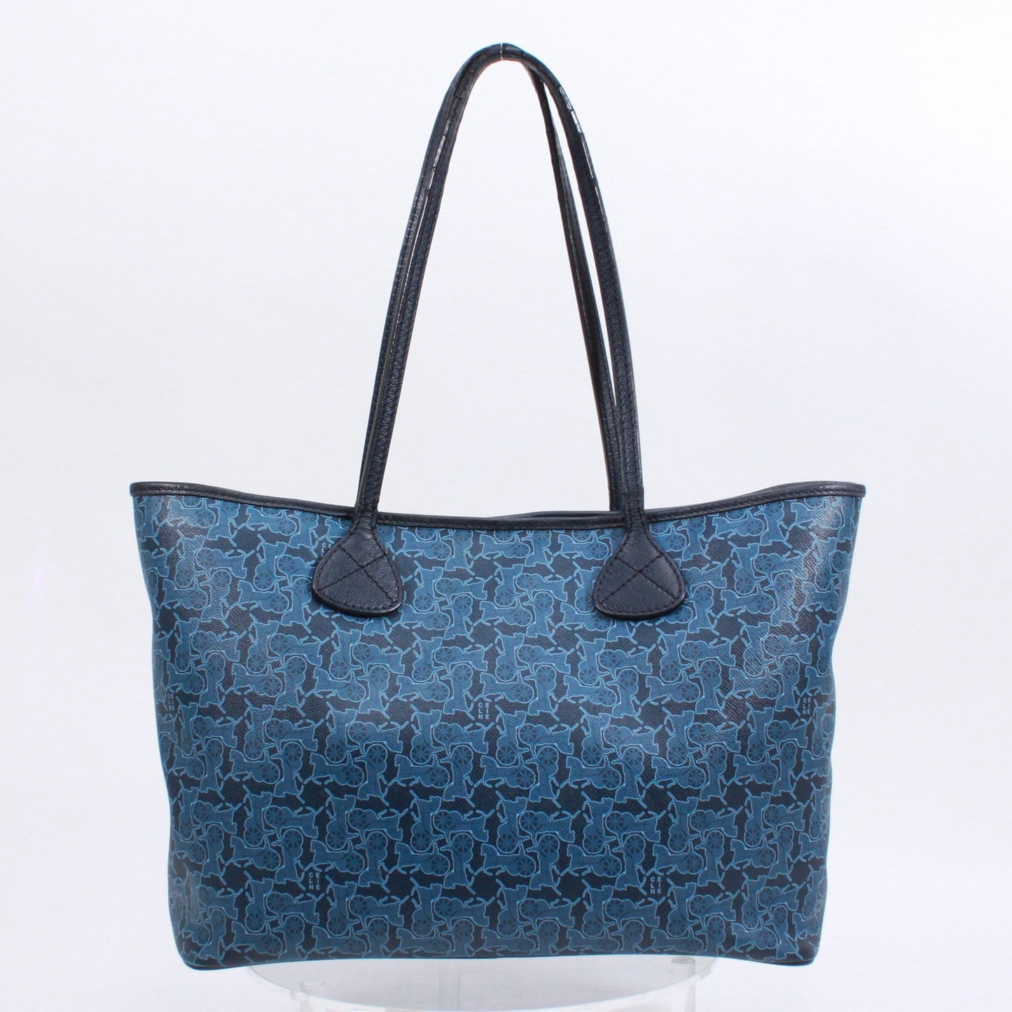CELINE Carriage Pattern Tote Bleu Cuir