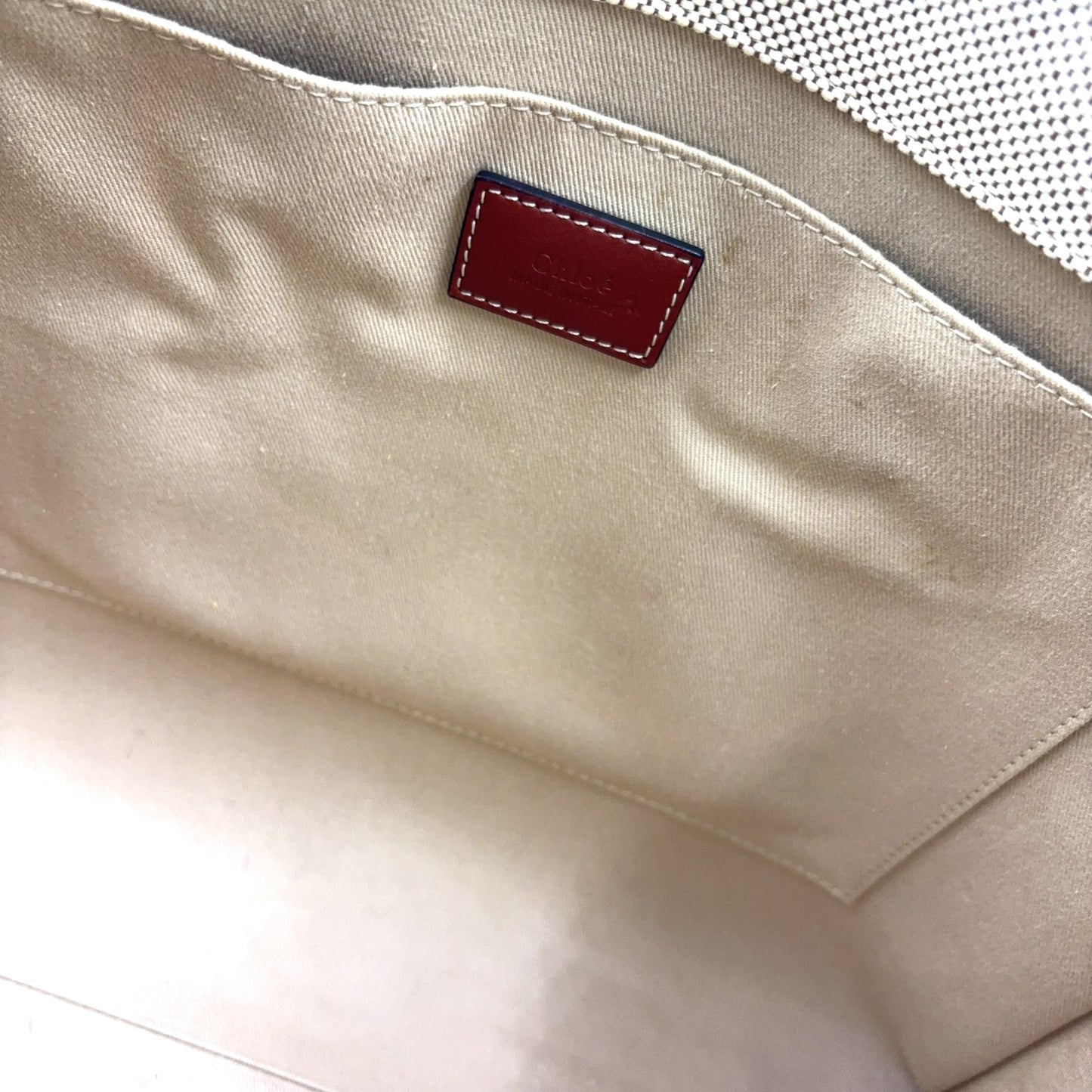 Chloé Woody Medium Tote Bag Canvas Beige
