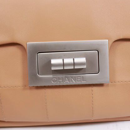 CHANEL 2.55 Chocolate Bar Shoulder Bag Beige Lambskin