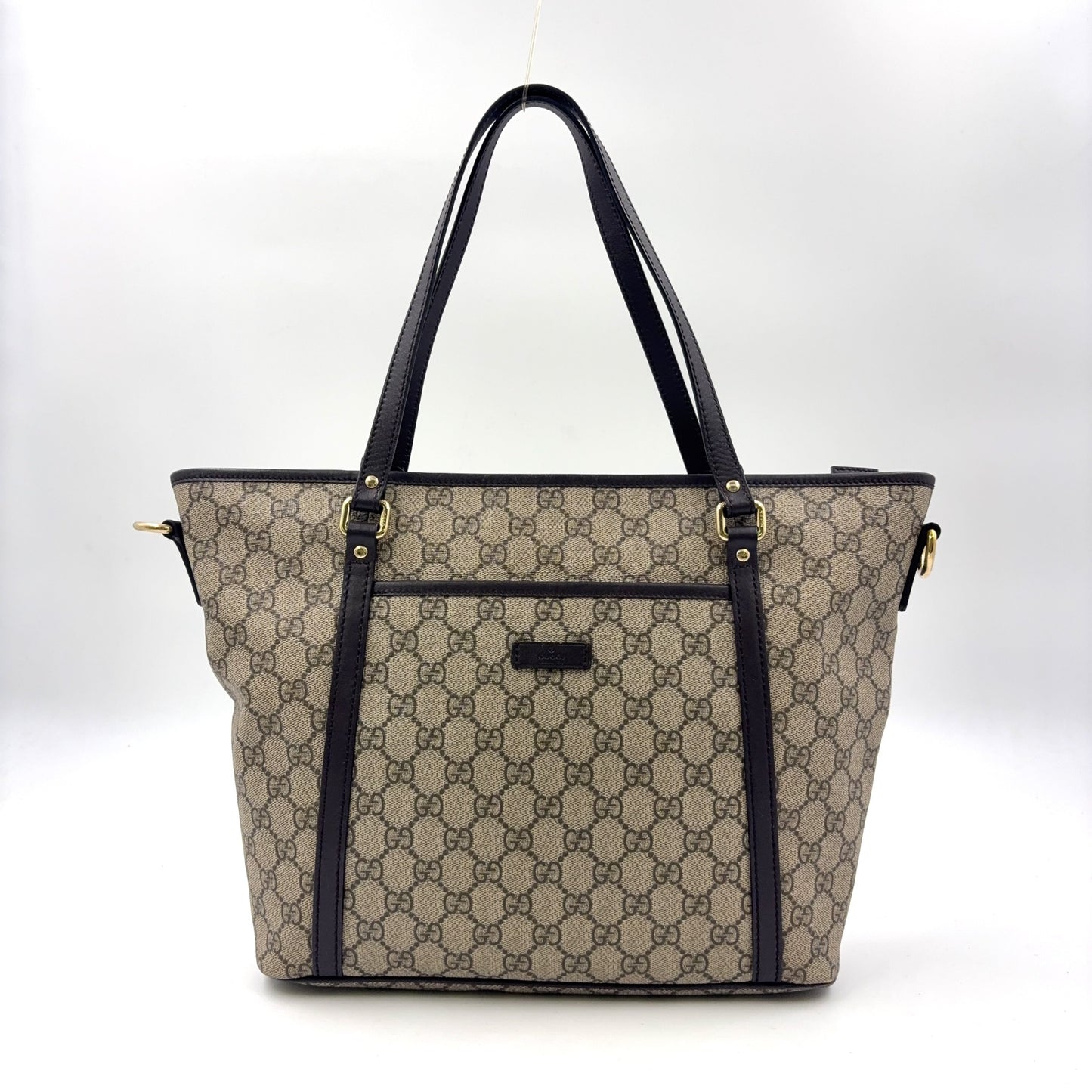 GUCCI GG Supreme Tote Bag Brown Beige