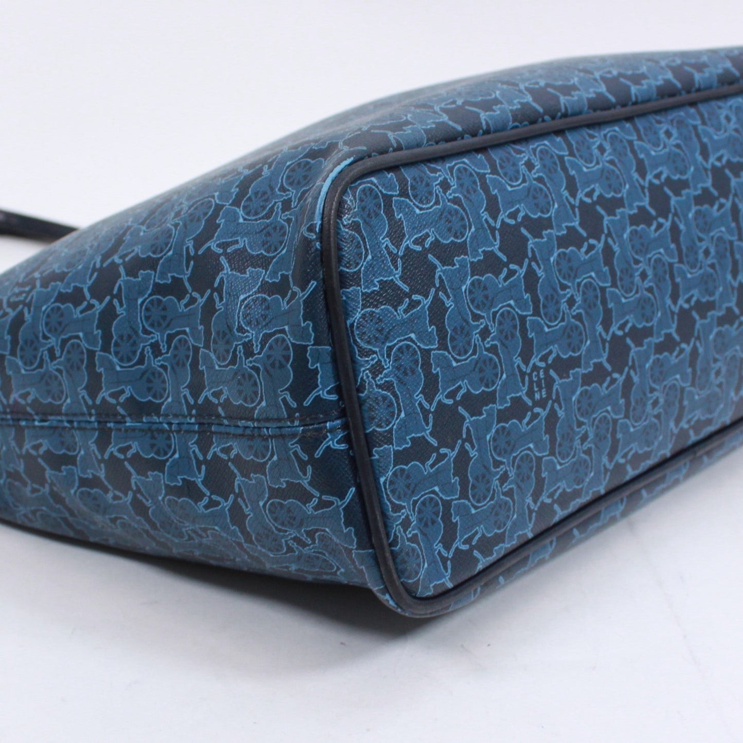CELINE Carriage Pattern Tote Bleu Cuir