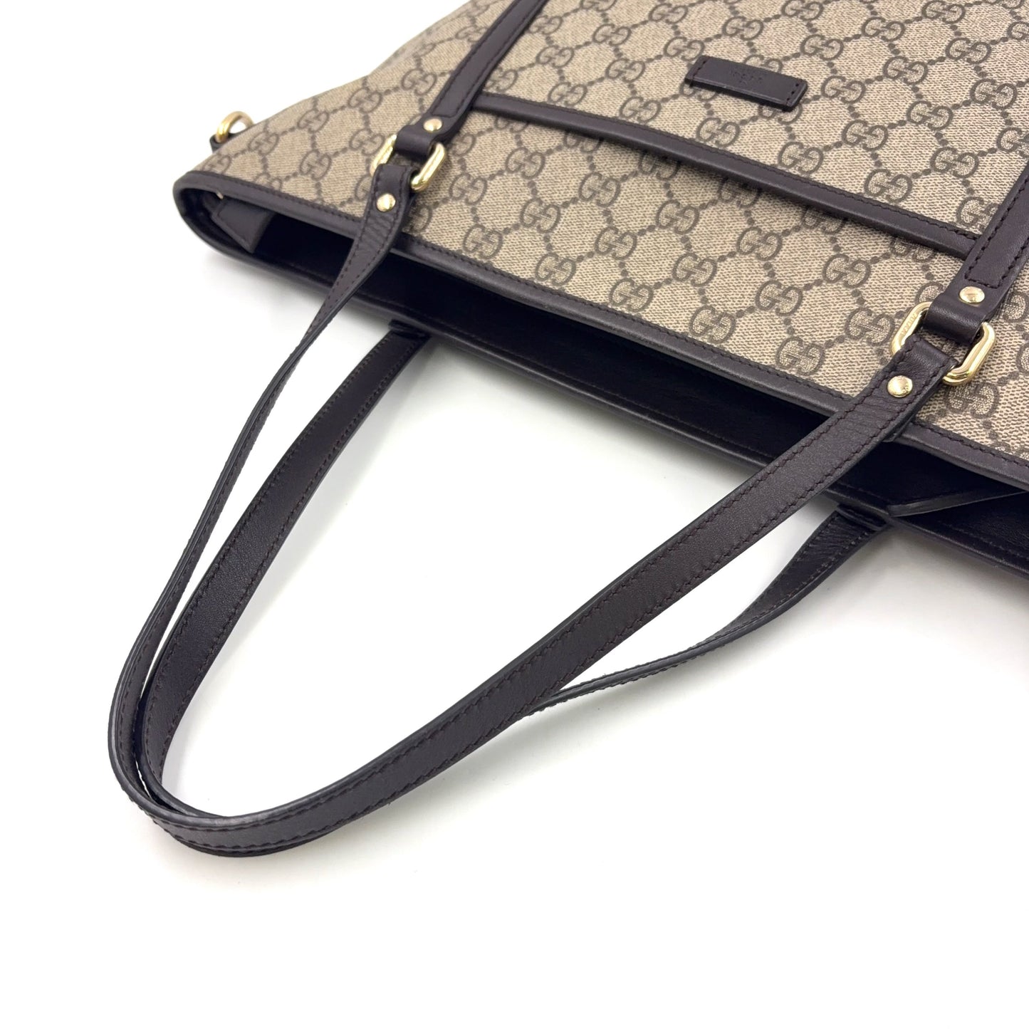 GUCCI GG Supreme Tote Bag Brown Beige