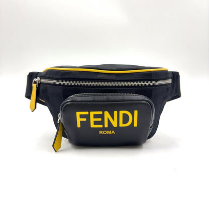 FENDI Body Bag cuir et nylon jaune et noir