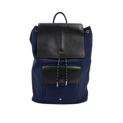 DIOR Bee Motion Backpack Navy Nylon Black Leather