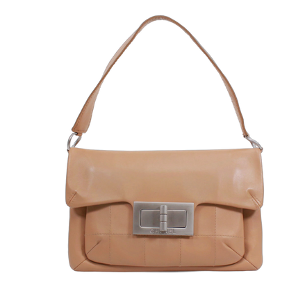 CHANEL 2.55 Chocolate Bar Shoulder Bag Beige Lambskin