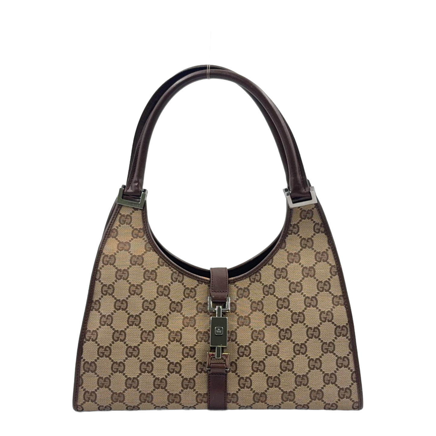 GUCCI Jackie Bag Canvas Beige Marron