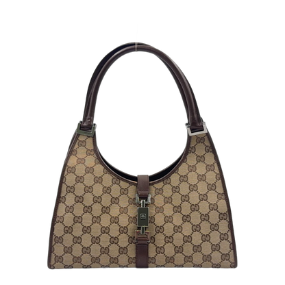 GUCCI Jackie Bag Canvas Beige Marron
