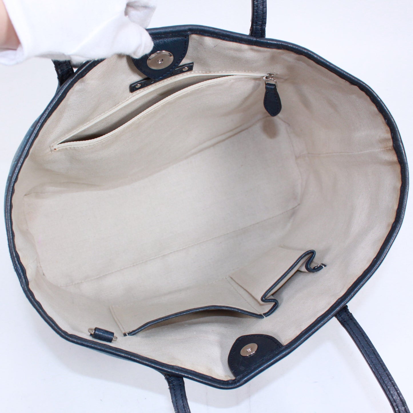 CELINE Carriage Pattern Tote Bleu Cuir