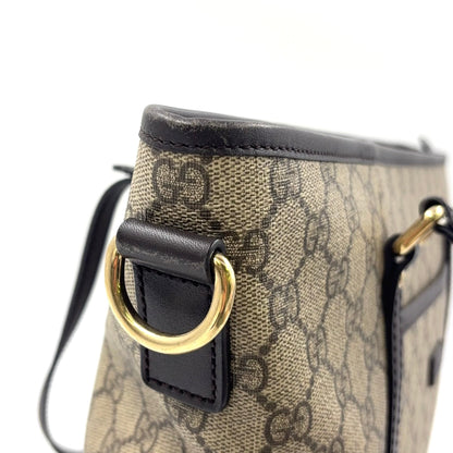 GUCCI GG Supreme Tote Bag Brown Beige