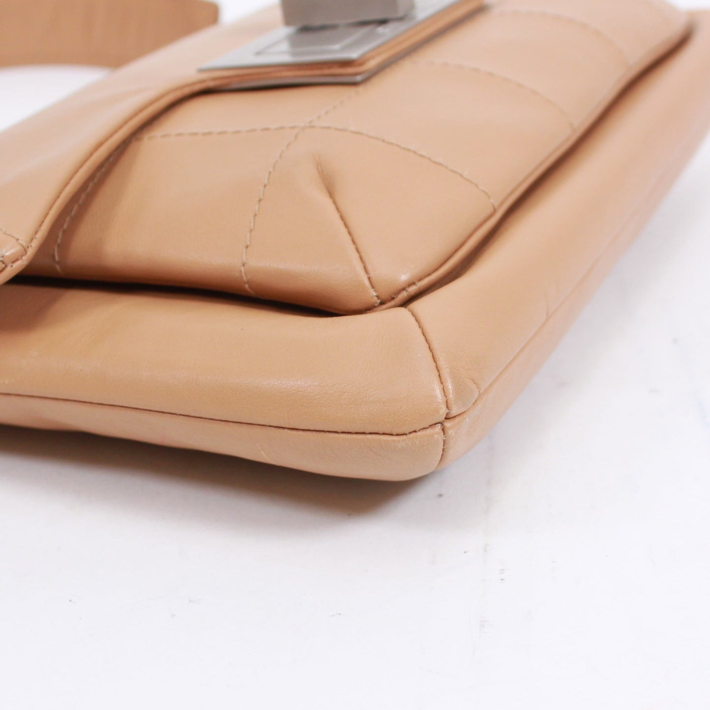 CHANEL 2.55 Chocolate Bar Shoulder Bag Beige Lambskin