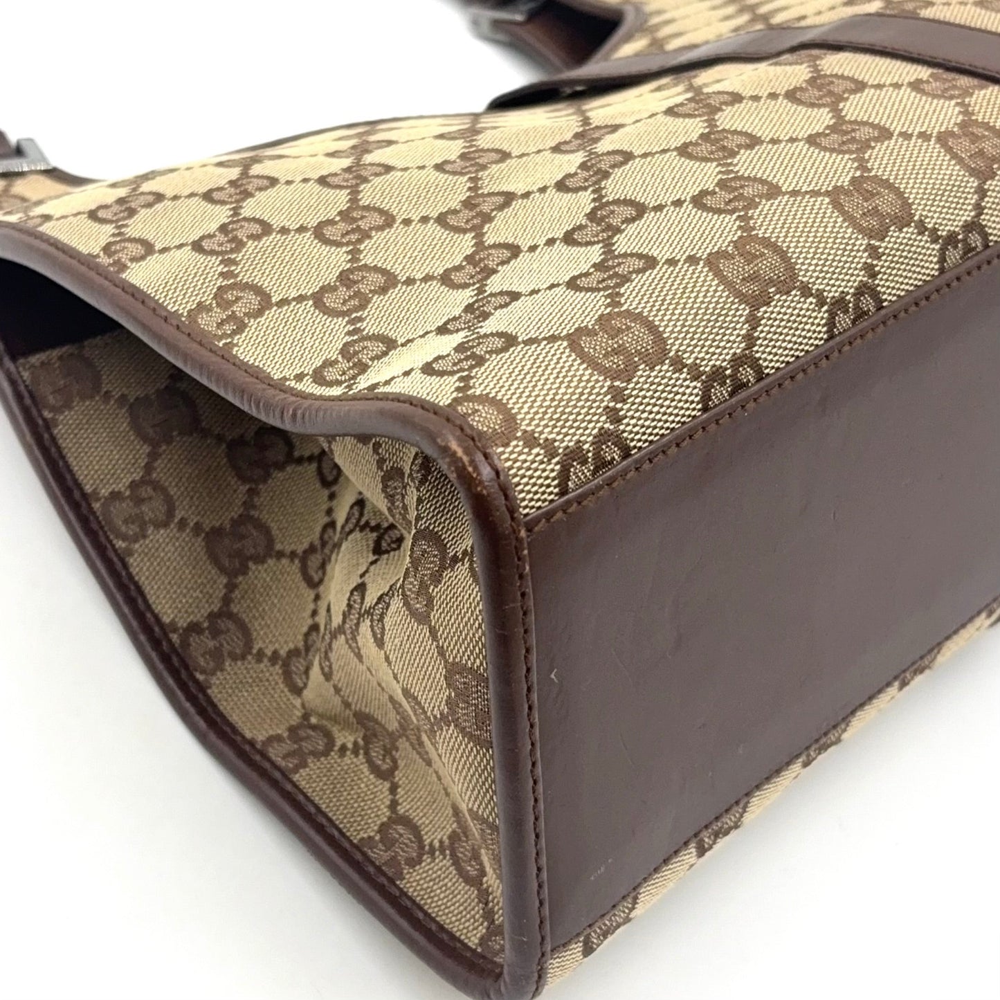 GUCCI Jackie Bag Canvas Beige Marron