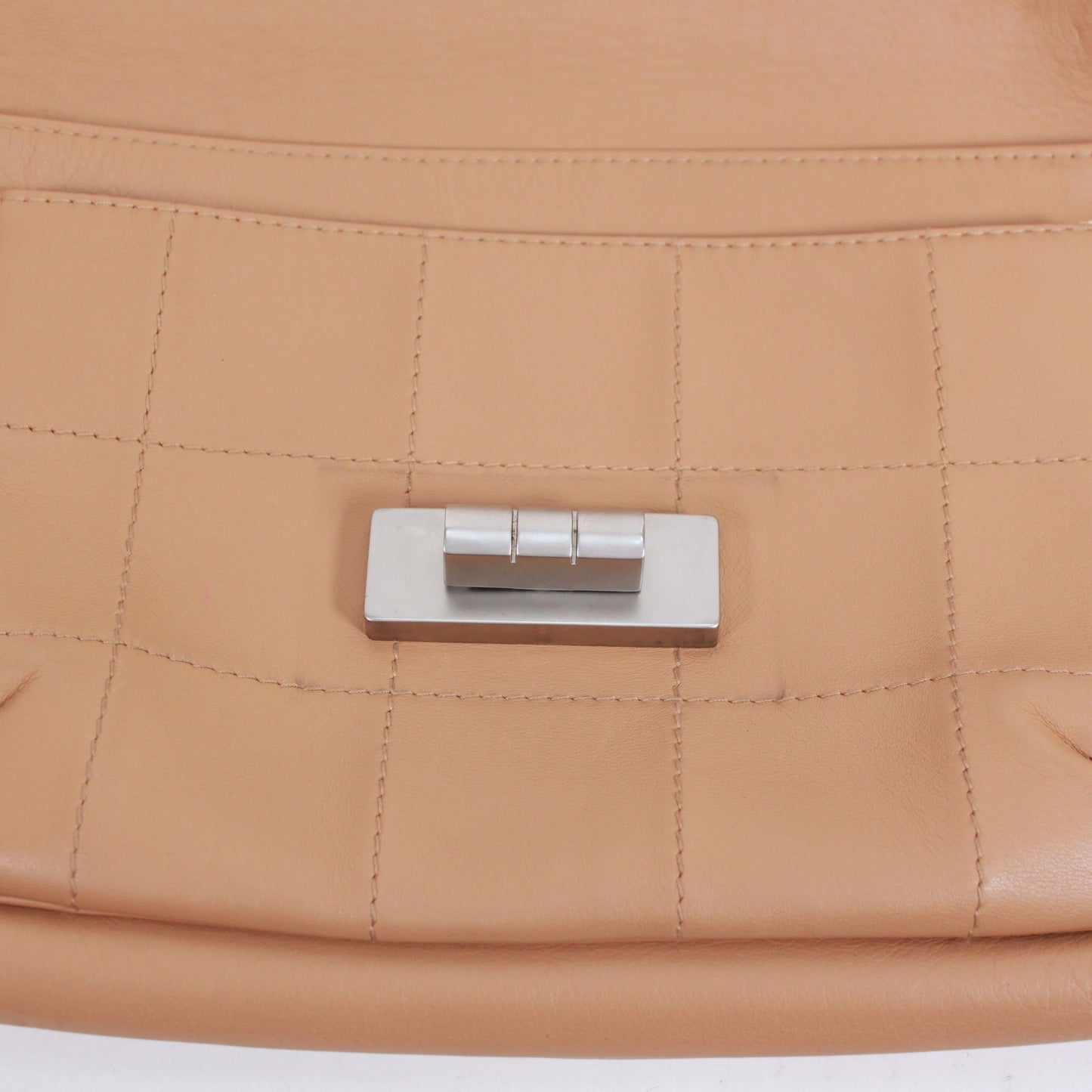 CHANEL 2.55 Chocolate Bar Shoulder Bag Beige Lambskin