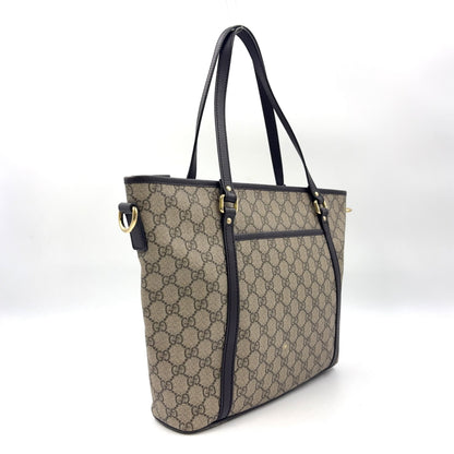 GUCCI GG Supreme Tote Bag Brown Beige