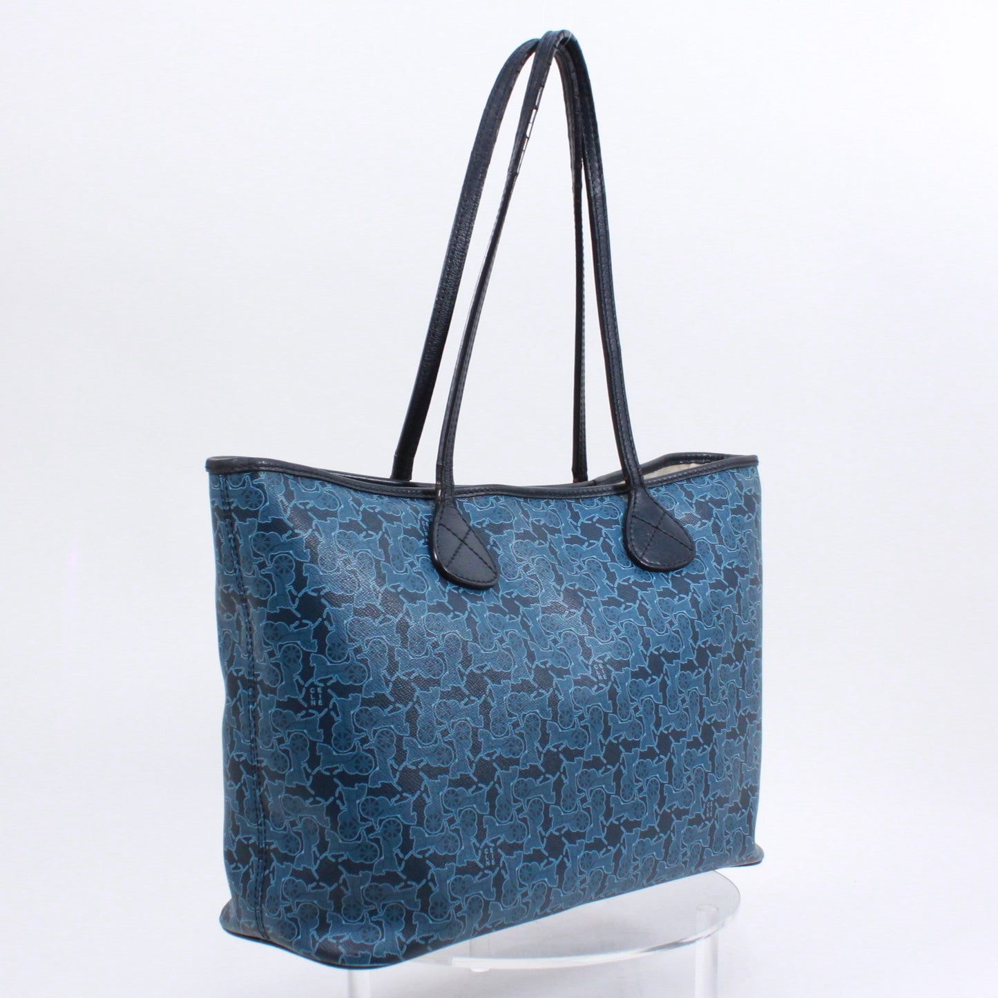 CELINE Carriage Pattern Tote Bleu Cuir