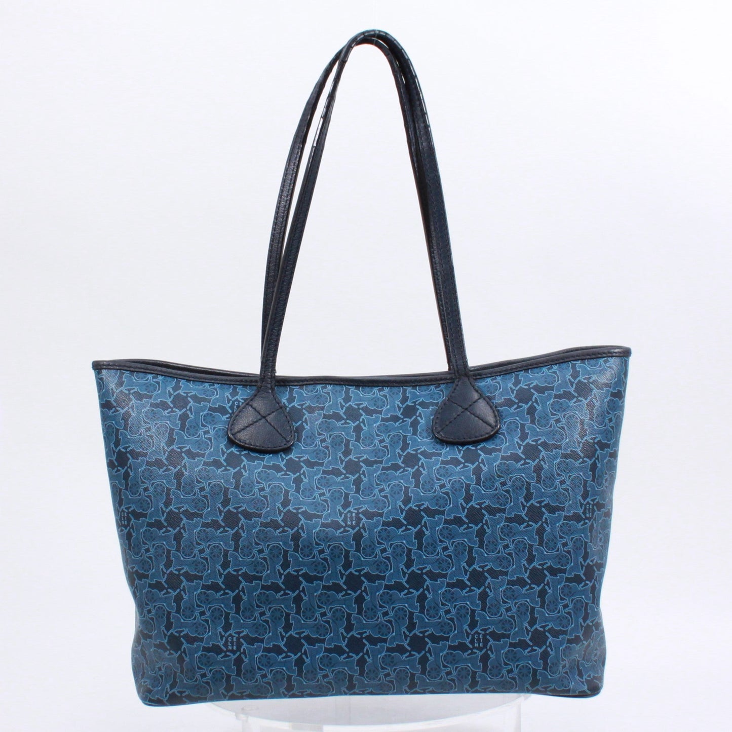 CELINE Carriage Pattern Tote Bleu Cuir