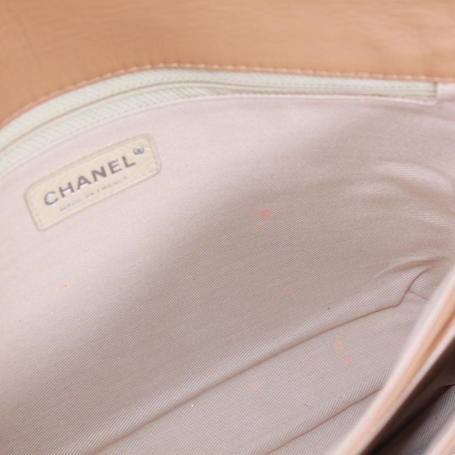 CHANEL 2.55 Chocolate Bar Shoulder Bag Beige Lambskin