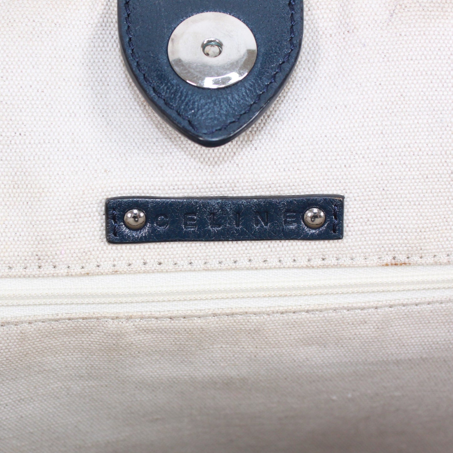 CELINE Carriage Pattern Tote Bleu Cuir